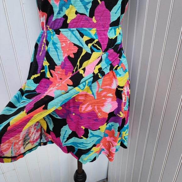 ROXY TROPICAL FLORAL Colorful MERRY VALE ONE SHOULDER Dress Stretch Sz S - Picture 5 of 14